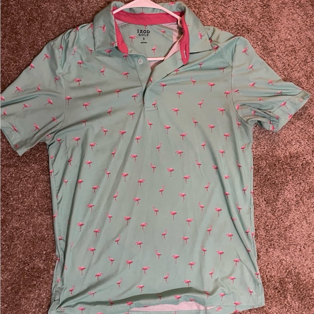 Izod Men's Polo with Pink Flamingo Pattern